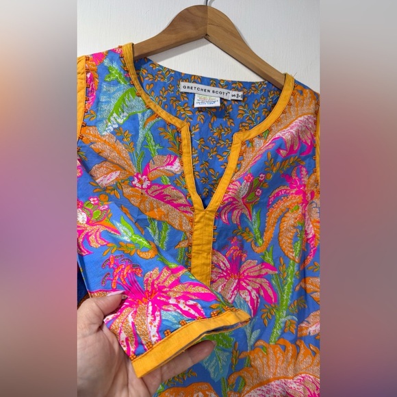 Gretchen Scott Designs Woman’s Multicolor Tropical Tunic 100% Cotton - Picture 2 of 5